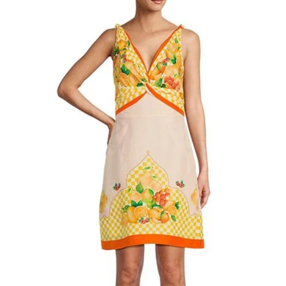 Antonio Melani Kacey Linen A-Line Dress Fruit Print 8